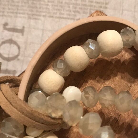 Glass Gold Faux Leather Bracelet Set - Picture 3 of 3